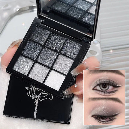 Punk Smoked Black Gray 9 Color Eyeshadow Makeup Palette Dark Color Pressed Glitter for Eyes Shadow Pigment Powder Cosmetics