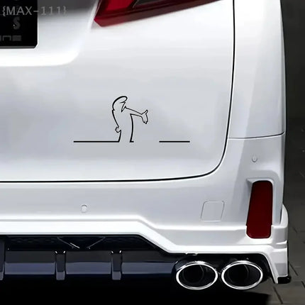 La Linea Minimalist Line Art Car Sticker, Cartoon Character Design Bumper/Window/Door Wall Decal, Home & Car Decoration