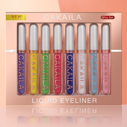 8-Color Set Waterproof Eyeliner Pens Long-lasting Glitter & Colored Eye Makeup Cosmetics Beauty Matte Eye liner Pencil Kit