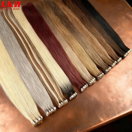 Tape In 100% Real Remy Human Hair Brazilian Human Hair Straight Extensions Skin Weft Adhesive Glue On Salon Quality for Woman
