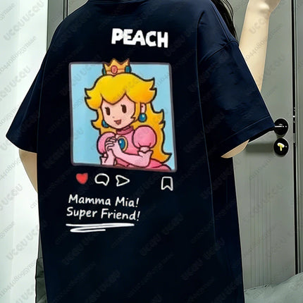 Summer New Anime Tshirts For Couple Cartoon Graphics Mario Print T-shirt Casual Round Neck Tees Street Short Sleeve Man Clothing
