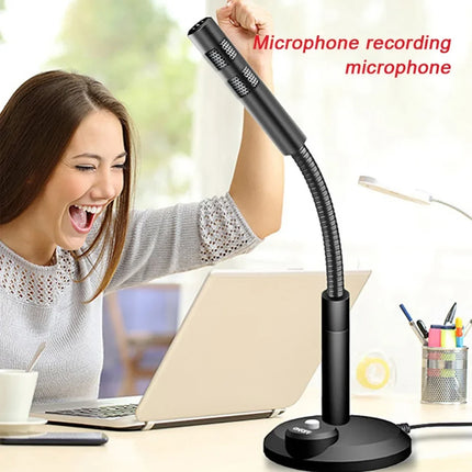 3.5mm Studio Microphone Speech Mic Stand Holder USB Desktop Wire Gaming Mic Mini For PC Notebook Podcast Recording Studio