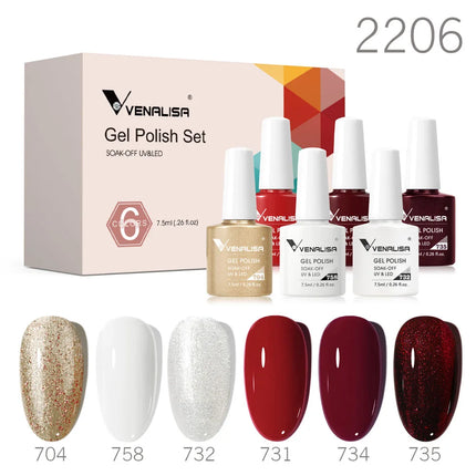 6pcs/kit VENALISA Valentine's Day Collection Lovely Pink Nails HEMA FREE TPO FREE Soak Off UV LED Semi Permanent Set Gel Varnish