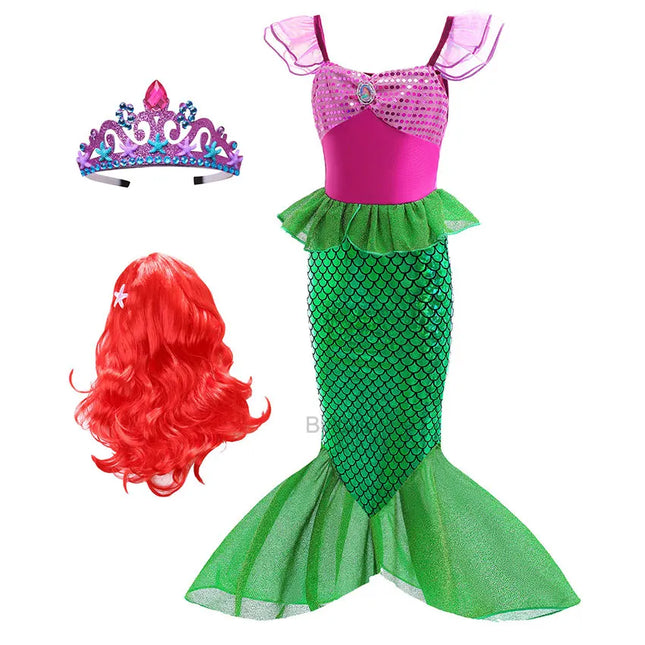 Fancy The Little Mermaid Costume Princess Ariel Mermaid Costume for Girls Ariel Carnival Halloween Costumes Party Dress Clothes
