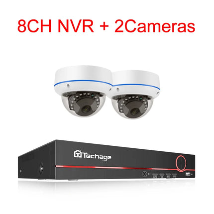 Techage H.265 5MP 8CH POE Camera System One-way Audio Vandalproof Camera Metal Indoor CCTV Video Security Surveillance Kit P2P