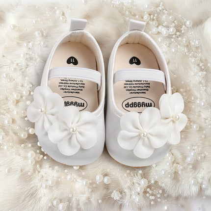 Baby girl shoes, princess children's shoes, soft soled anti slip pearl flower dress, children's shoes, first step 0-18M