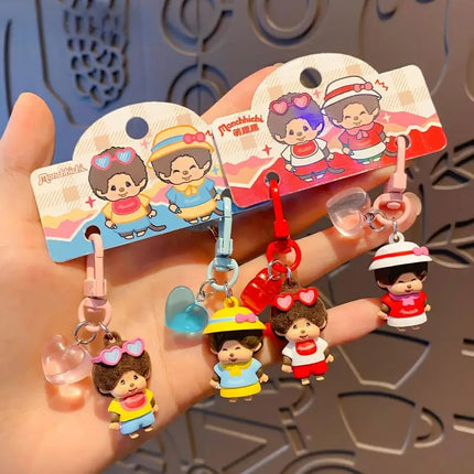 Cute Monchhichi Keychain Kawaii Monchichi Keyring Cartoon Backpack Pendent Charms Birthday Gifts モンチッチ 몬치치