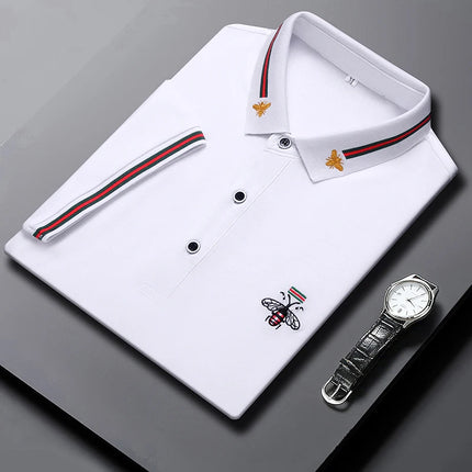 Brand Design Quality Men's POLO-Shirt Lapel Bee Embroid Short Sleeve New Summer T-Shirt Business Classic Fashion Trend Menswear