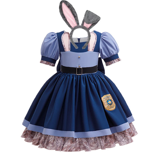 Disney Zootopia Judy Bunny Costume for Girls Dress Cosplay Carnival Party Clothes Disguise Cartoon Zoo Roleplay Fantasia Outfits