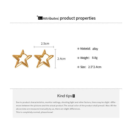 Fashion Simple Smooth Star Hoop Earrings Women Minimalist Hoops Huggie Hollow Ear Buckle Earring Punk Jewelry Gifts