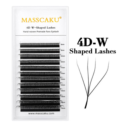 MASSCAKU Spike 3D W Eyelashes Extensions 0.07mm Thickness 8-15mm Mix Hand Woven Premade Volume Fans Lashes for Makeup Lovers