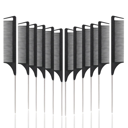 Sharp tail comb set, professional anti-static hair dye comb, hair cutting steel needle comb,special for real hair wigs