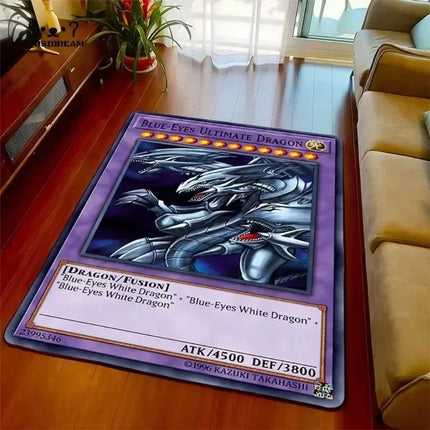 Yu-Gi-Oh Blue Eyes White Dragon Anime Non-slip Carpet Cartoon Floor Mat for Living Room Bedroom Decorative Area Rug Perfect Gift