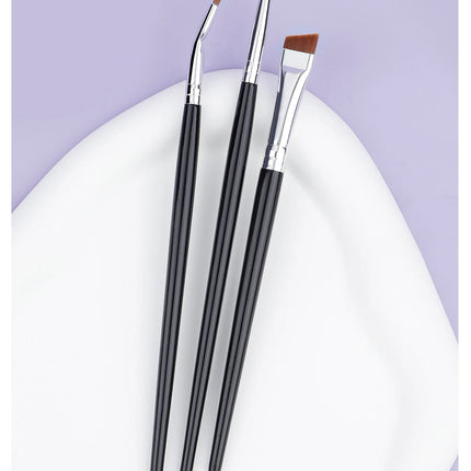 3pcs Eye Makeup Brush Ultra Fine Eyeliner Brush Set, Including Straight, Angled, Bent Tip, Suitable For Makeup