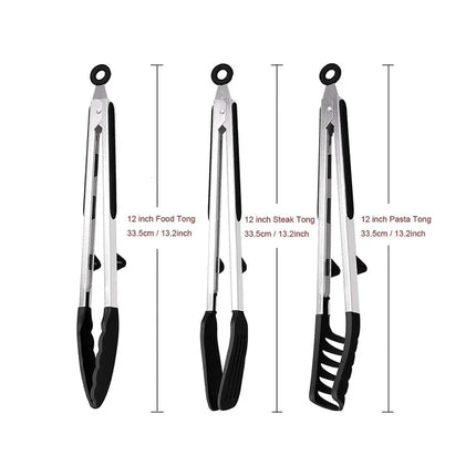 Kitchen Tongs Silicone Food Tongs Non Stick Cooking Serving Tongs For BBQ Salad Steak Pasta Spaghetti Noodles