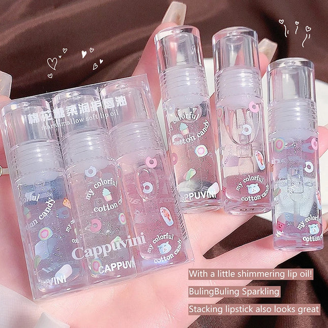 1/3Pcs Clear Water Light Lip Glaze Moisturizer Color Changing Lip Oil Jelly Mirror Lipsticks Transparent Glitter Lip Gloss Set