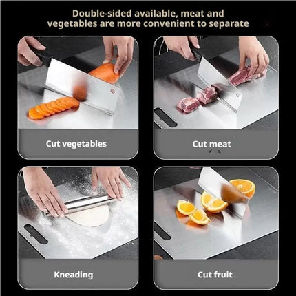 Cutting Boards for Kitchen Stainless Board 304 Steel Thickened Double Sided Food Grade Portable Fruit Meat Chopping