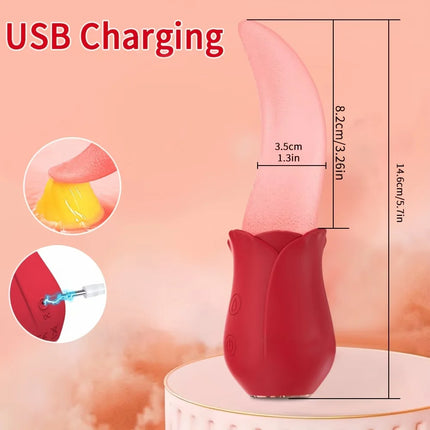 Rose Toys -10 Licking Vibration Modes Clitoris And G-spot Stimulators Unisex Adult Sex Toys For Ultimate Enjoyment Couple Fun