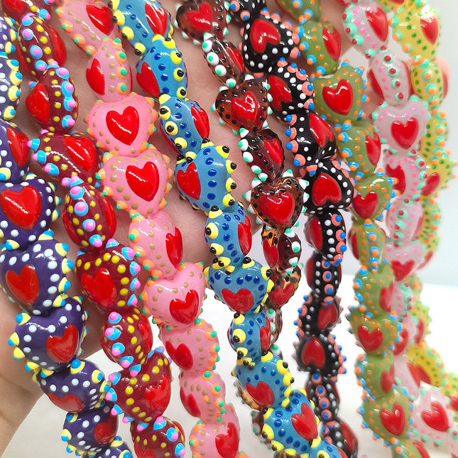 4pcs/8pcs16mm Full-hearted Color-matched Lampwork Glass Bead DIY for Jewelry Making Bracelets Earrings Necklace Gifts Accessorie