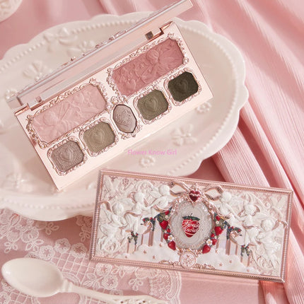 Flowerknows Strawberry Cupid Collection Facial Complexion Palette Blush Eyeshadow Highlighter Flower Know Face Bronzer Palette