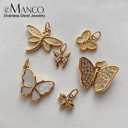 eManco Creative Stainless Steel Butterfly Charms High-quality Metal Making DIY Necklace Bracelet Jewelry Accessories Factory Out