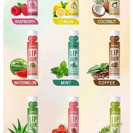 12PCS Moisturizing Fruit Flavor Color Lip Balm Set Hydrating Nourishing Lipstick Set Cracking Lip Care long-lasting moisturizing
