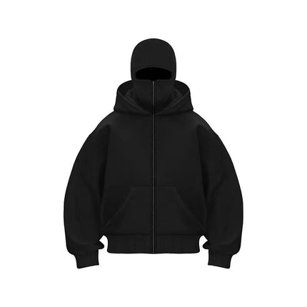 Men and Women Balaclava Y2K Gothic Harajuku Spring Autumn Winter New Item Double Hooded Sweatshirt Men Hooded Mask Zipper Jacket