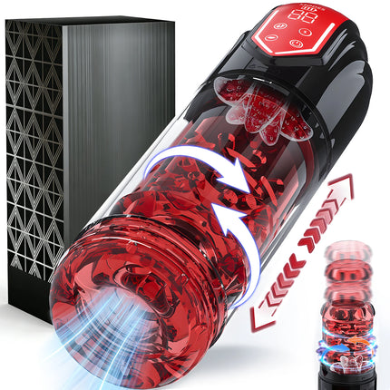 Electric Male Masturbator Stroker Telescopic 9  Rotation Artificial Vagina Tongue Licking Machines Pocket Pussy Sex Toys for Men