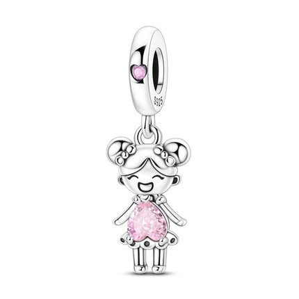 925 Sterling Silver Charms Mother Girl Boy Family Life Pendant Beads Fit Original Bracelet Necklace Diy Charm Women's Party Gift