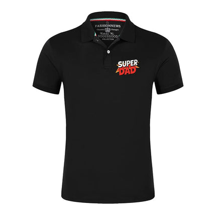 2025 Summer Men's super dad Logo Print 100% Cotton Men's Short Sleeved Polo Shirt Solid Color Fashion Daily Wear Top