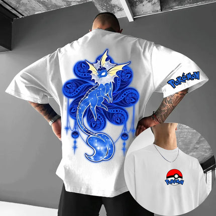 Summer Anime Pokémon Cosplay T-Shirt Cotton Short Sleeve Tops Casual Loose Retro T-Shirt Men Women Family Matching Outfits Tops