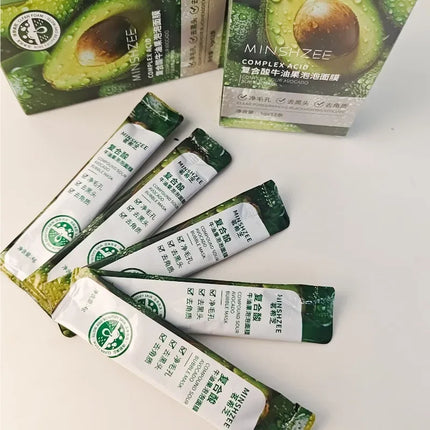 12pcs Avocado Bubble Facial Mask Brightening Firming Moisturizing Face Mask  Beauty Skin Care Facial Bubble Cover Foam Masque