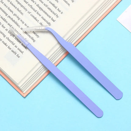 New 1Set Stainless Steel Straight Curved Tweezers For Nail Art Sticker Rhinestones Picking Tool Makeup Eyelash DIY Tweezer Tool