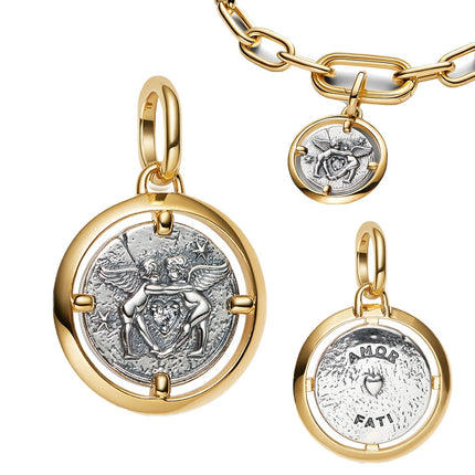 Coin Pendant Charms 925 Silver Vintage Round Seal Metal Golden Skull Compass Medal Beads Bracelets Necklaces Parts Fine Jewelry