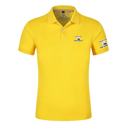 Don't Be A Loser, Keep Gambling Printing Fashion 2025 New Men's Summer Solid Color Short Sleeve Classic Slim Fit Polo Shirt Tops