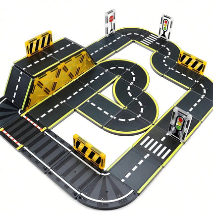Magnetic Building Blocks, Magnetic Toy, Transportation-Themed Road Planning Architect, Durable Abs Structure, with Race Track and
