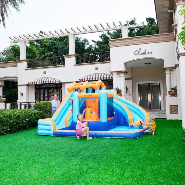 AMF Water Slide Bouncy Castle Inflatable Bounce House Water Play Castle Slide Trampoline Bobo Pool Castle with air pump blower
