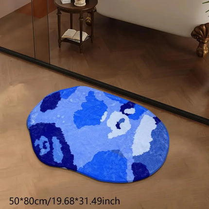VIKAMA modern camouflage style oval bathroom carpet, anti-slip and washable floor mat, bathroom entrance shower room carpet