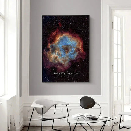 Universe Space Poster Prints Veil Rosette Nebula Black Hole Galaxy Canvas Painting Modern Wall Art Pictures Bedroom Home Decor