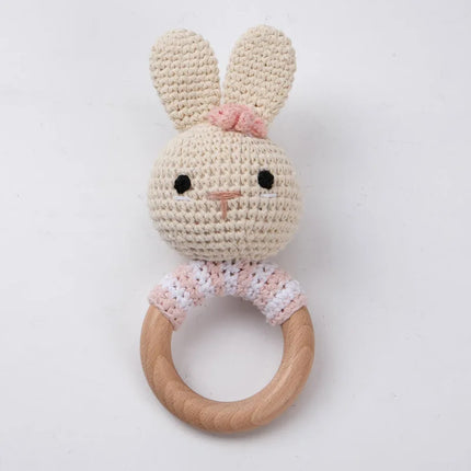 1Pc Baby Rattle Wooden Teether Music Ring Crochet Animal Otter Music Rattles Soother Bracelet Toddler Toys Baby Teething Gifts
