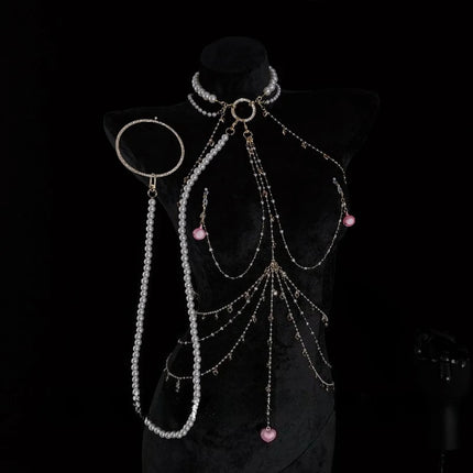 Pearl Ball Gag Collar Heart-Shaped Nipple Labia Clips Metal Bell Body Chain Sexy Accessories Multiple Sizes Butt Plugs Sex Toys