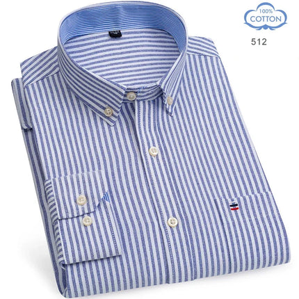 2026 New IN Shirt  Designer Clothes 100% Pure Cotton Oxford Shirts for Men Long Sleeve  Plaid Shirt Striped Male BusinessTartan