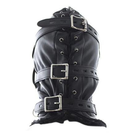 Black Synthetic Leather Straitjacket Bondage Head Hood HeadMask Mitts Gloves BDSM Adult Games Adjustable Body Restraint Sex Toys