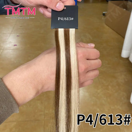TMTM Russian Virgin Hair Weft Cuticle Aligned Natural Brown Bone Straight Hair Extensions Machine Made Weave 50g 100g Sales