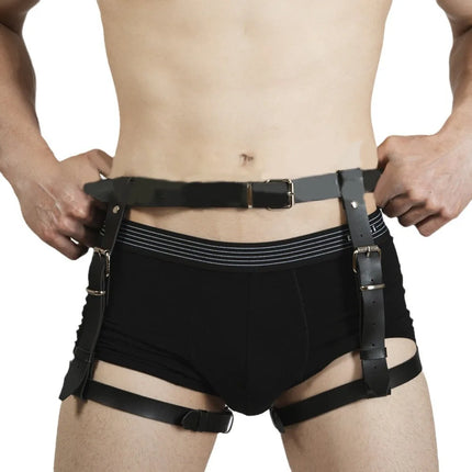 Leg Belt Men Harness Belts Gay Body Bondage Lingerie Gay Clothing for Gay Sex Rave PU Leather Sissy Club Lingerie for Gay Men