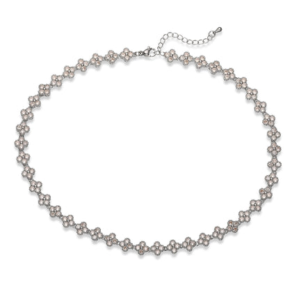 HECHENG, Colorful Flower CZ Stone Copper Metal Bracelet/Necklace with Lobster Clasp, Adjustable, Minimalist Romantic Jewelry