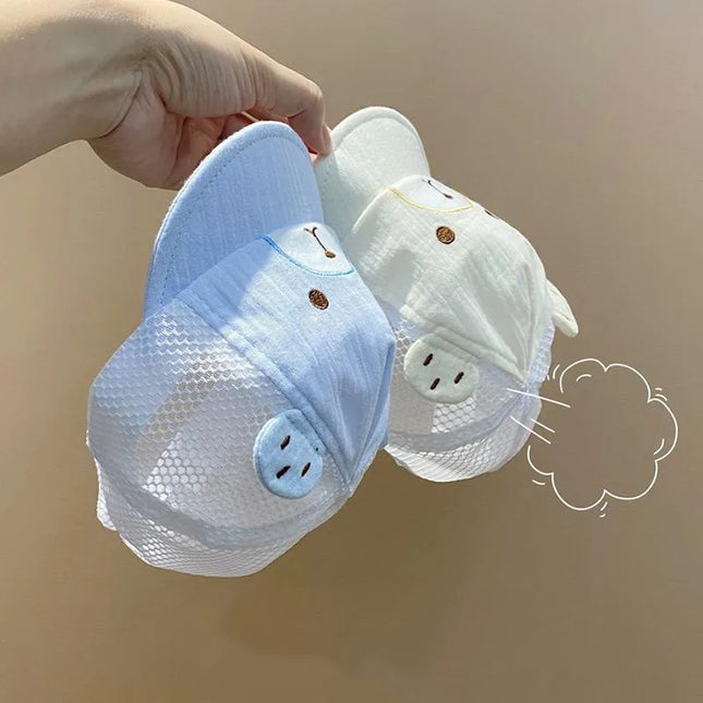Cute Cartoon Bear Baby Baseball Cap Summer Mesh Breathable Infant Boys Girls Sun Hat Soft Brim Toddler Duck Tongue Caps