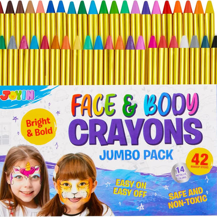 42PCS Face and Body Paint Crayons XL Face Painting Kit Ultimate Party Pack for Kids Birthday Makeup Party Supplies Festival Gift