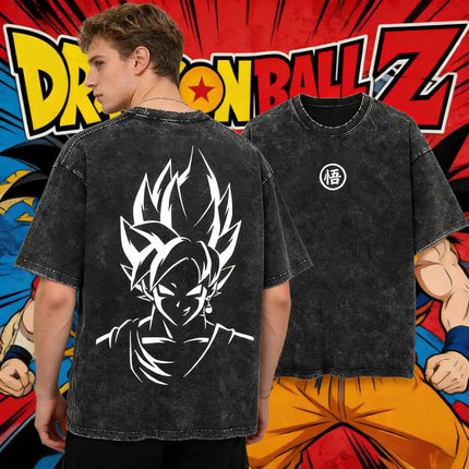 2026 Summer Dragon Ball Majin Vegeta Vintage Anime T-shirt Men's Pure Cotton Washed Tees Casual Loose Sports Daily Short Sleeve
