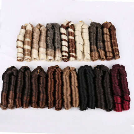 Full Star Ombre Brown Italian Curly Synthetic Braiding Hair Extensions Crochet Braids Bulk Hair Bundles Pre-Stretched Hair